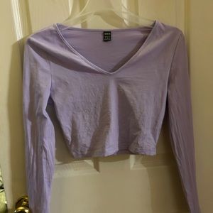 shein medium lavender cropped long sleeve